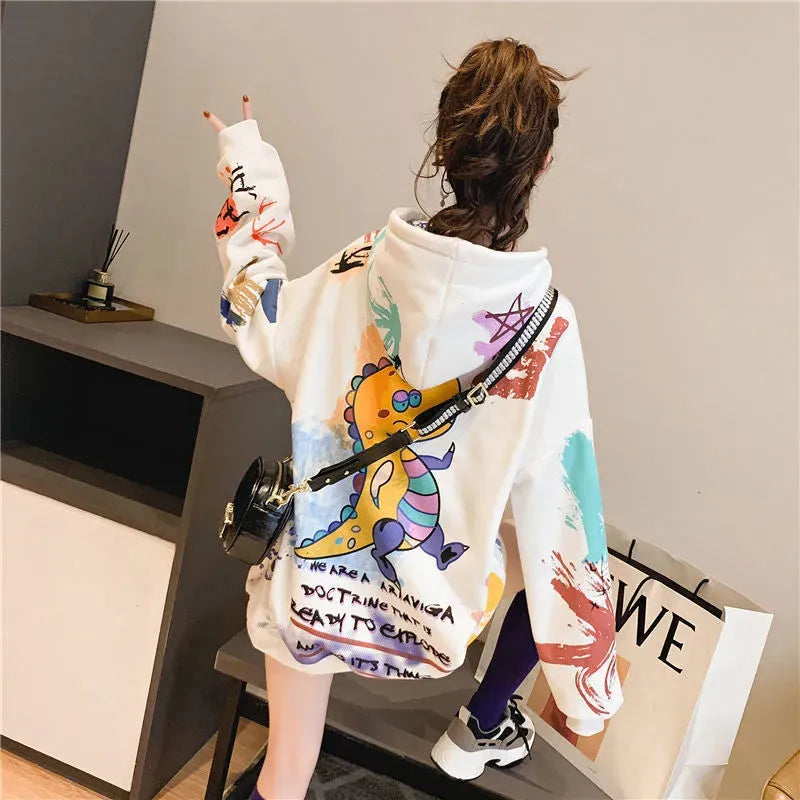 Hoodie Graffiti Dinosaurier Girls - Bellarte Enchanté Hoodie Graffiti Dinosaurier Girls